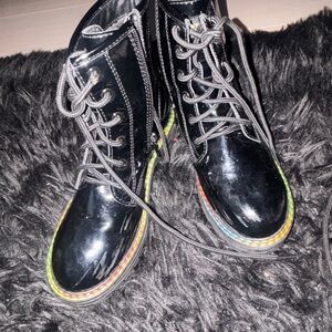 Kurt Geiger Kids Black Boots with Rainbow Trim